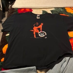 Vintage 90s Poster Pop by Coop Red Devil Girl T-Shirt Men's XL Black Tire Wheel